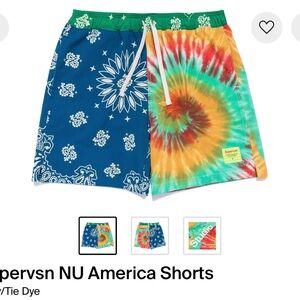 Supervsn Studio Tie-Dye and Bandana Print Shorts